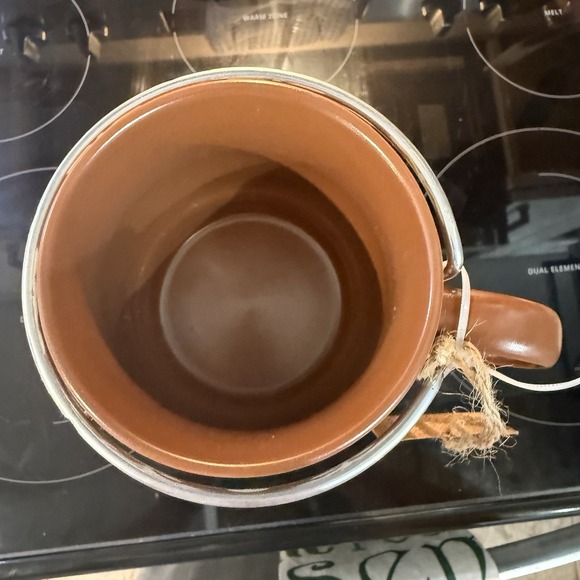 NIB Abode Housewares Blue & Beige Stackable Mug Set with Metal Stand - Picture 5 of 5